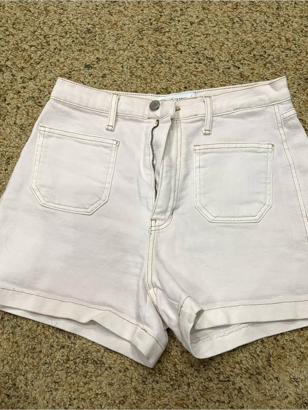 Just Black High-Waist White Denim Shorts